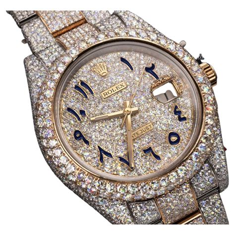 fake iced out hublot|iced out rolex arabic dial.